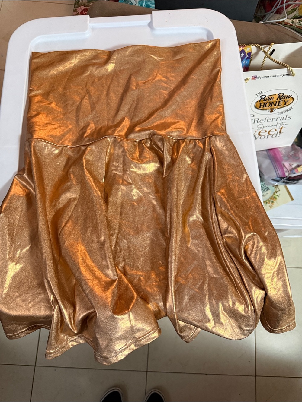 American Apparel Metallic Copper Skater Skirt